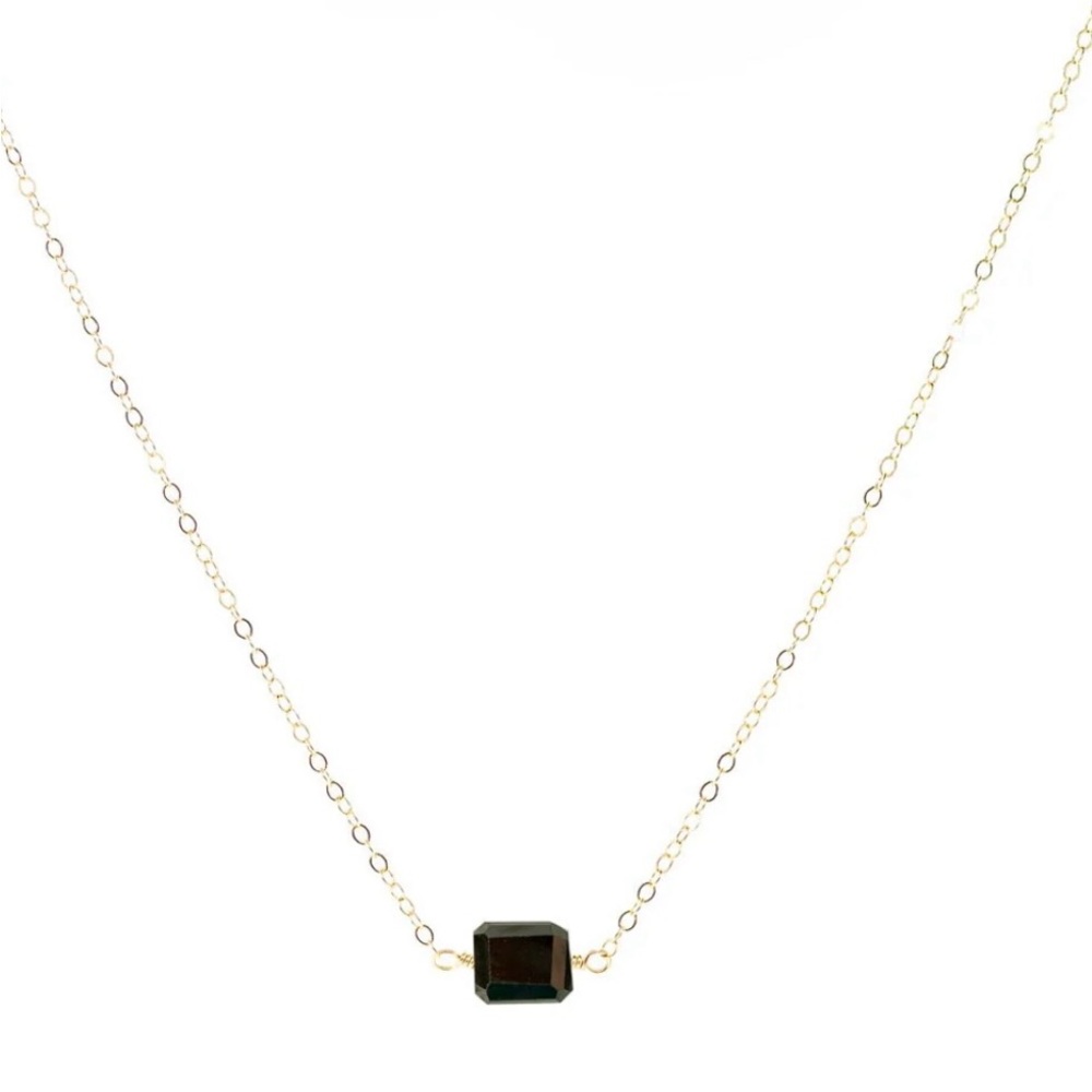 Elegant Gold Chain Necklace with Smoky Quartz  Pendant